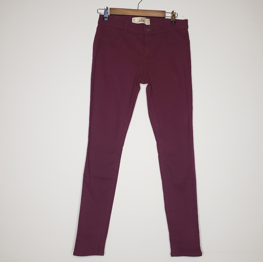 Hollister burgundy Skinny pants size 5 waist 27